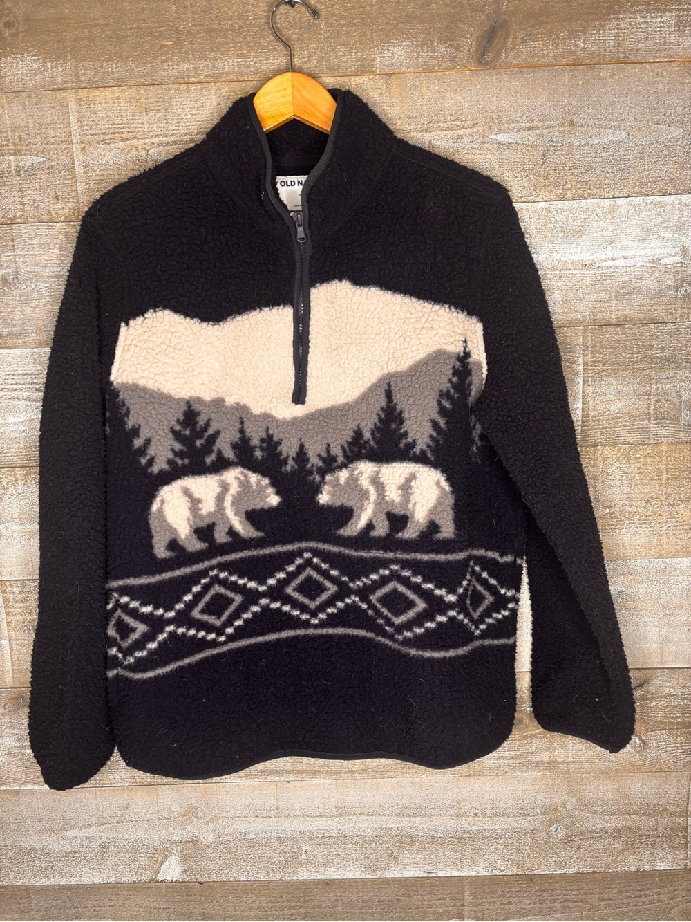 Old Navy sherpa teddy bear mountain cozy fleece 3/4 zip tik tok viral mens small